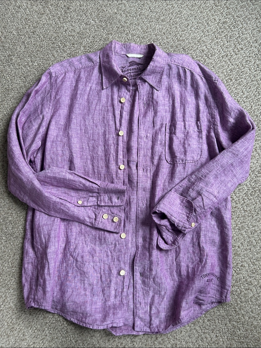 Tommy Bahama Lavender-Purple Linen Button Front Shirt